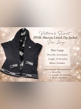 Victoria’s Secret PINK Sherpa Lined Zip Jacket Size Large Black